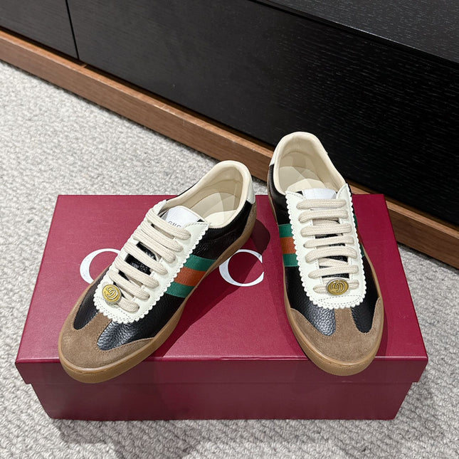 GG & ADIDAS SNEAKER BLACK AND BROWN CALFSKIN