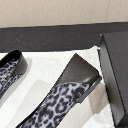 SL NOUR LEOPARD POINTED TOE BALLET BLACK CANVAS