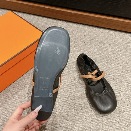 BALLERINA BALLET FLAT BLACK LAMBSKIN