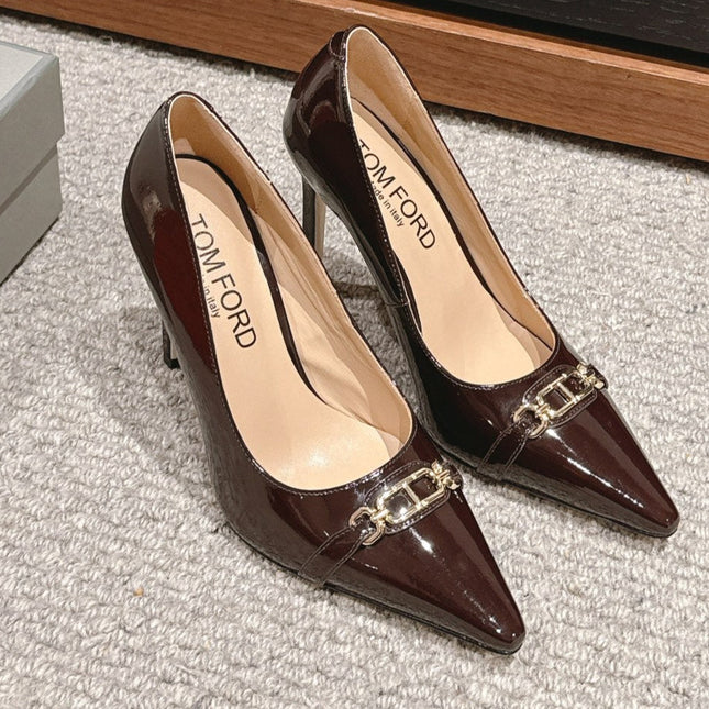 ROMAN HIGH-HEEL 10 CM IN PECAN BROWN CALFSKIN