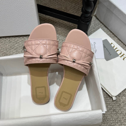 DIOR 26S FLAT MULES IN PINK QUILTED LAMBSKIN SILVER HARDWARE