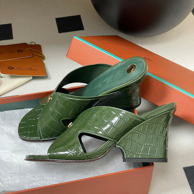 HIGH HEELS 80 MM IN MOSS GREEN CALFSKIN SNAKE EMBOSSING