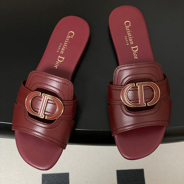 DIOR CLASSIC MONTAIGNE SANDALS 25S IN DARK RED LAMBSKIN WITH CD LOGO