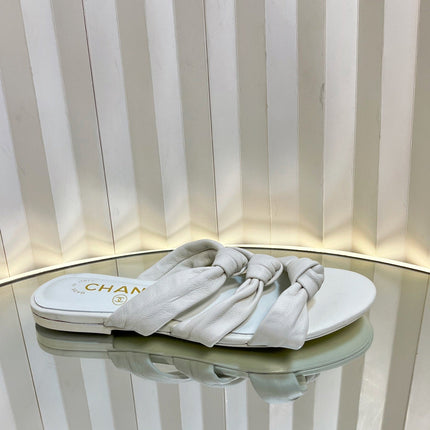 THREE STRAPS MULE IN WHITE CALFSKIN