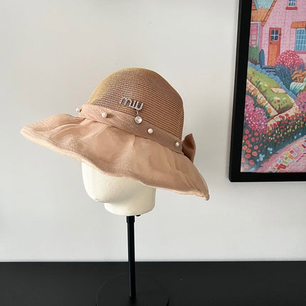MIUMIU 26S STRAW HAT WITH PLEATED FABRIC 339474