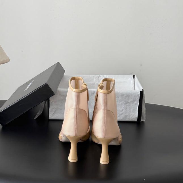 CHANEL 26S ANKLE BOOTS IN BEIGE LAMBSKIN