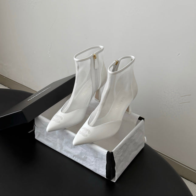 CHANEL 26S ANKLE BOOTS IN WHITE MESH