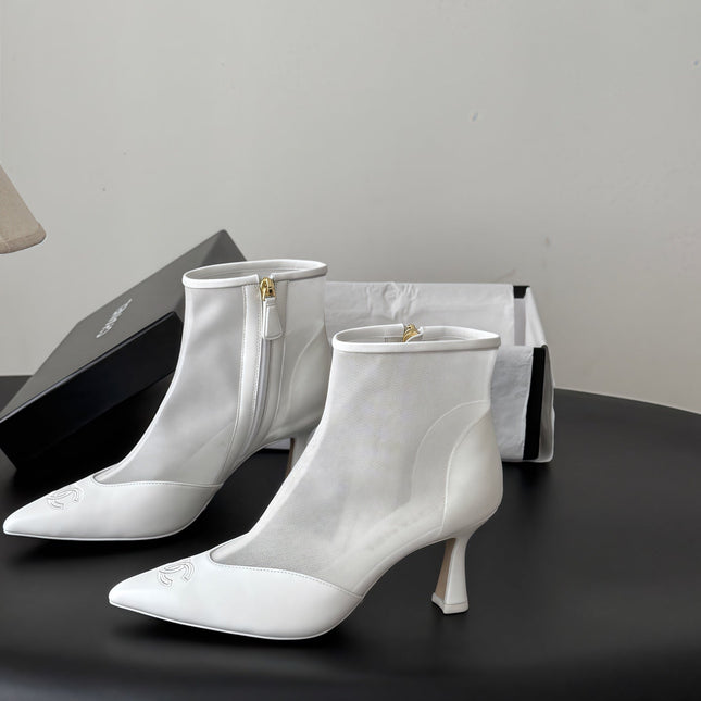 CHANEL 26S ANKLE BOOTS IN WHITE MESH