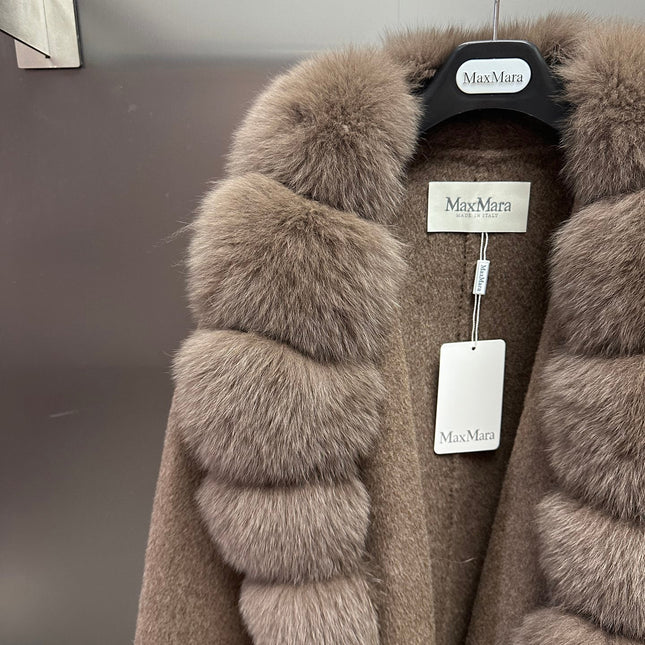 MAXMARA 26S FUR-TRIMMED WOOL JACKET 248