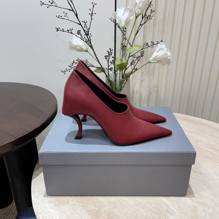 CURVED HEEL DEEP MOUTH PUMPS IN CADILLAC CALFSKIN