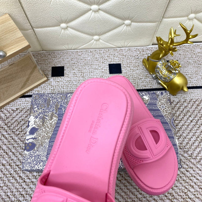 DIOR FLAT SLIDES 25S IN PINK TPU