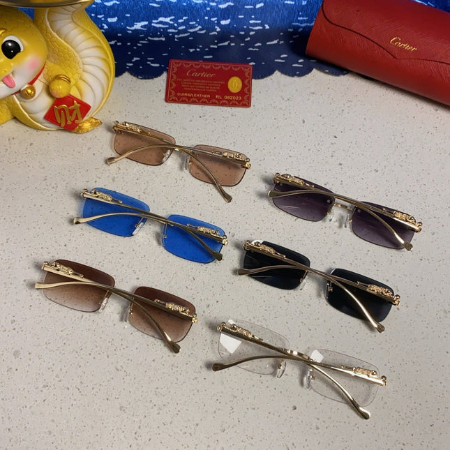 PANTHÈRE RIMLESS RECTANGULAR FRAME SUNGLASSES 531822 IN METAL