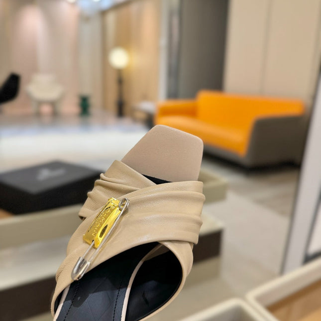 BALMAIN 25S HIGH HEEL SANDALS 95MM IN BEIGE CALFSKIN