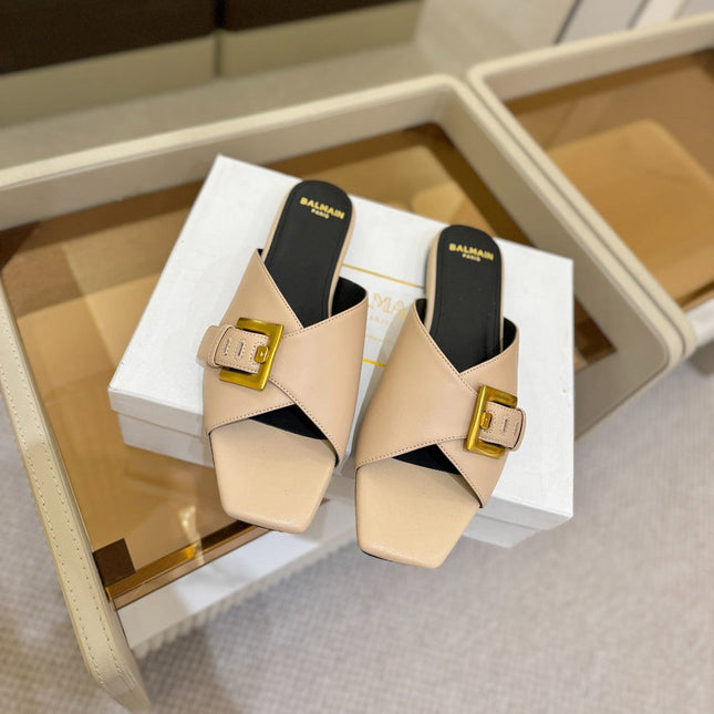 BALMAIN 26S SANDALS IN BEIGE CALFSKIN