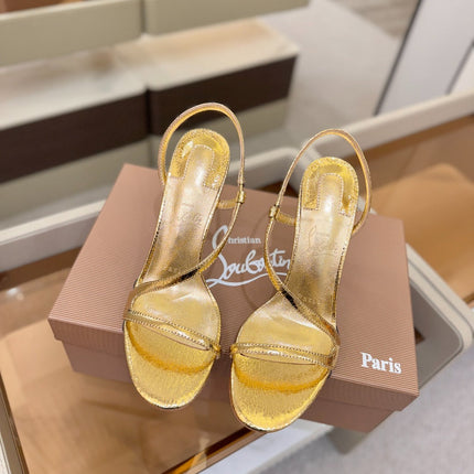 CHRISTIAN LOUBOUTIN 26S ROSA Z HIGH-HEEL SANDALS 105 MM IN GOLD LAMBSKIN