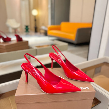 CHRISTIAN LOUBOUTIN 26S SLINGBACK HEELS 85 MM IN RED PATENT CALFSKIN