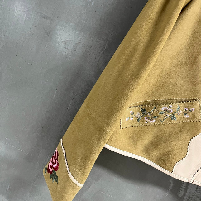 RALPH LAUREN 26S FLORAL-EMBROIDERED SUEDE JACKET 578
