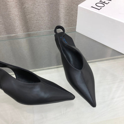 LOEWE 26S POINTED TOE SLINGBACK PUMPS 45MM IN BLACK CALFSKIN