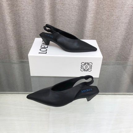 LOEWE 26S POINTED TOE SLINGBACK PUMPS 45MM IN BLACK CALFSKIN