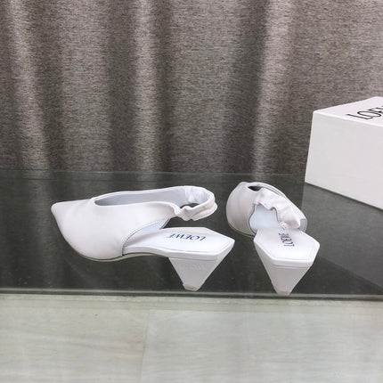 LOEWE 26S POINTED TOE SLINGBACK PUMPS 45MM IN WHITE CALFSKIN
