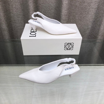 LOEWE 26S POINTED TOE SLINGBACK PUMPS 45MM IN WHITE CALFSKIN