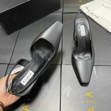 ALAIA 26S WEDGE SLINGBACKS 95 MM IN BLACK CALFSKIN