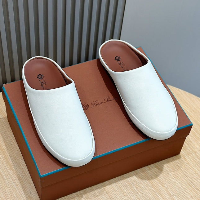 LP TOMORI SABOT MULES WHITE CALFSKIN