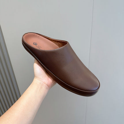 LP TOMORI SABOT MULES CHOCOLATE CALFSKIN