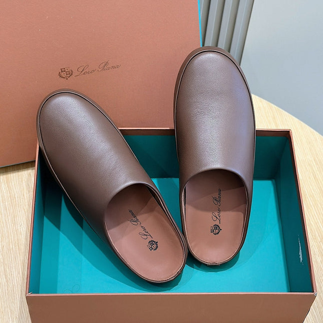 LP TOMORI SABOT MULES CHOCOLATE CALFSKIN