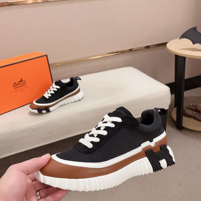 HM BOUNCING SNEAKER BLACK AND BROWN CALFSKIN