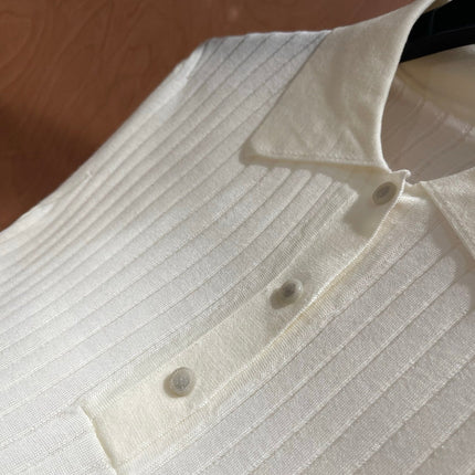 HERMES 26S SHORT-SLEEVE KNIT POLO TOP 706