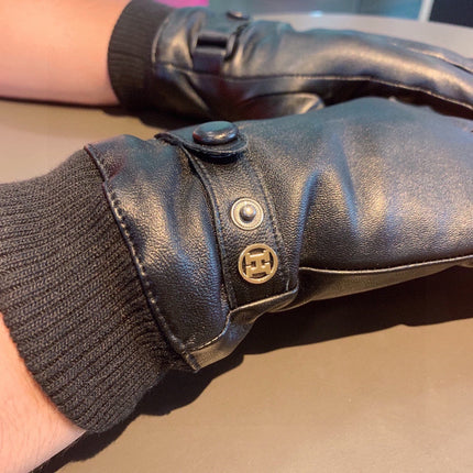 GLOVES IN BLACK SHEEPSKIN AND WOOL 112362