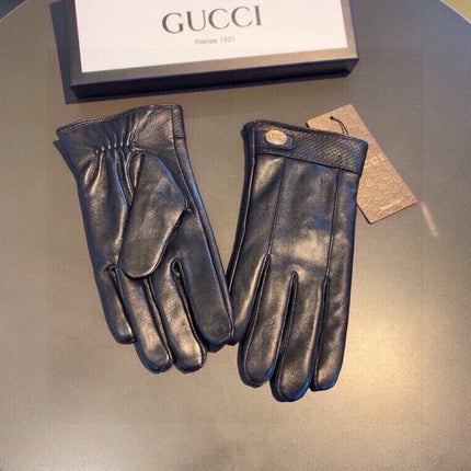 GLOVES IN BLACK CALFSKIN AND FLEECE LINING 465014