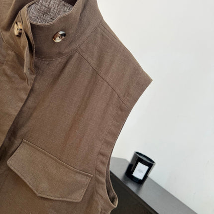LORO PIANA 26S SLEEVELESS STAND-COLLAR VEST 898