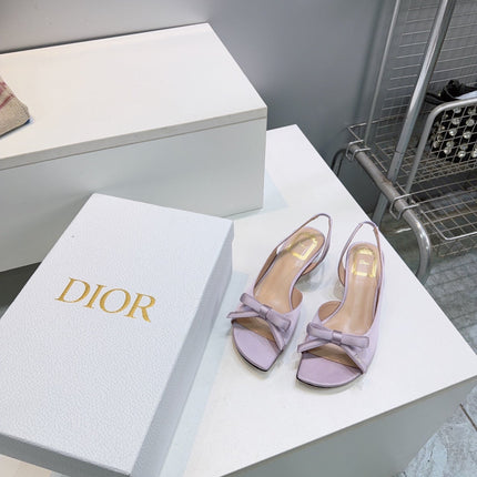 DIOR 26S BOW SLINGBACK SANDALS 45MM IN LIGHT PURPLE SATIN