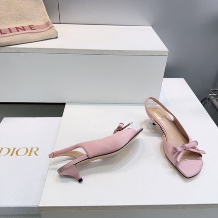 DIOR 26S BOW SLINGBACK SANDALS 45MM IN PINK SATIN