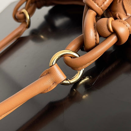 SMALL GEMELLI 24 IN BRONZE BROWN LAMBSKIN