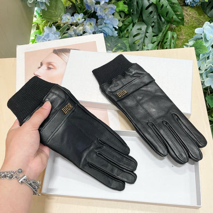 GLOVES IN BLACK LAMBSKIN MIX WOOL 465071