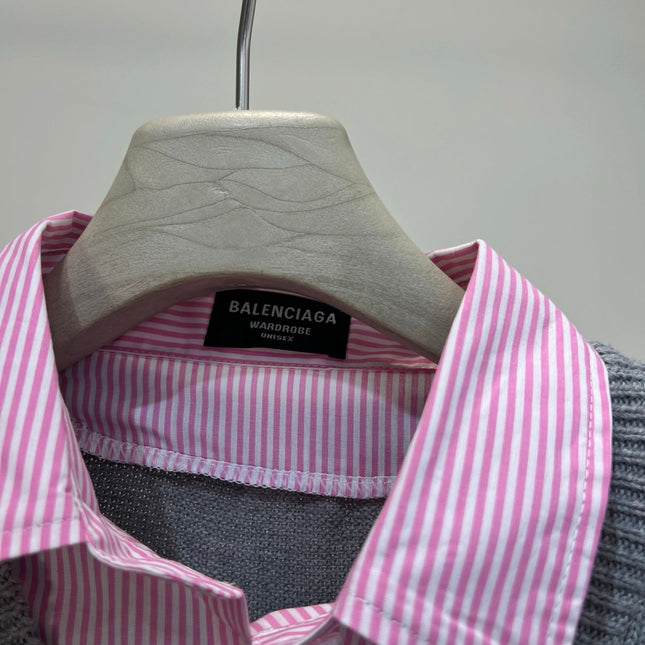 BALENCIAGA 26S LAYERED SHIRT V-NECK KNIT SWEATER 307