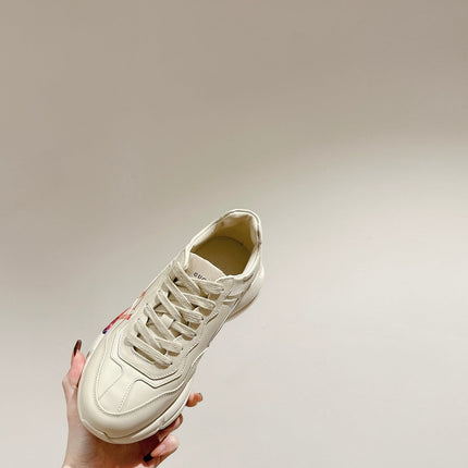 GG RHYTON TRAINER WHITE CALFSKIN WITH MULTI PATTERNS