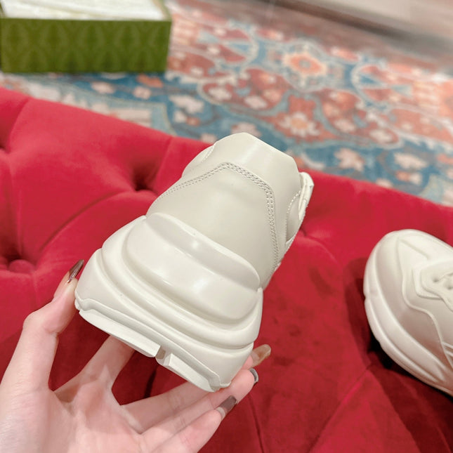GG RHYTON LOGO TRAINER WHITE CALFSKIN