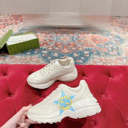 GG RHYTON LOGO TRAINER WHITE CALFSKIN