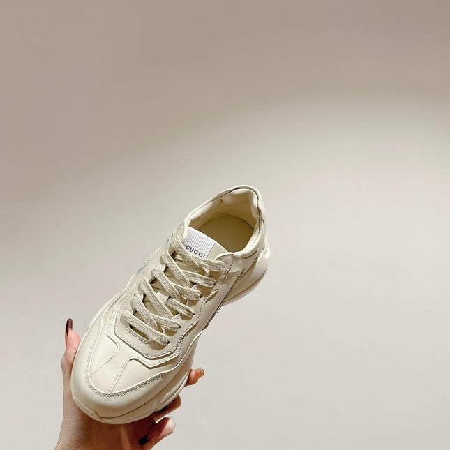 GG RHYTON LOGO TRAINER WHITE CALFSKIN