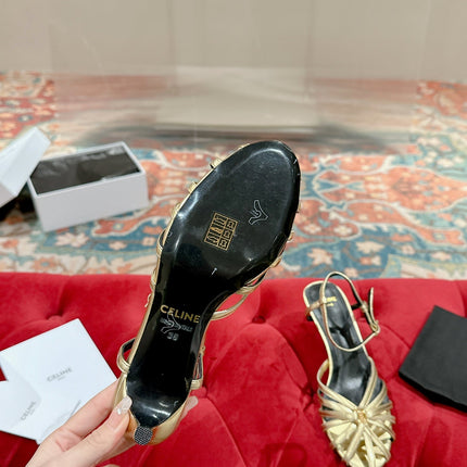 TRIOMPHE SANDAL 85 MM IN GOLD LAMBSKIN