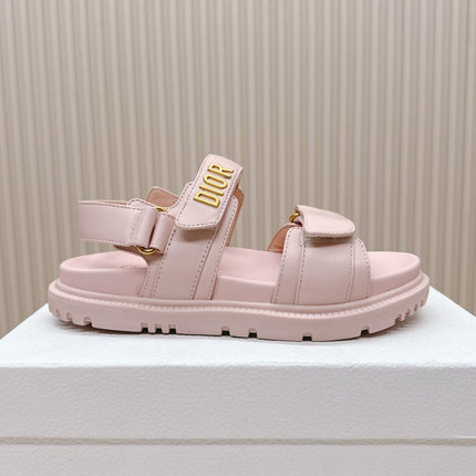 DIOR BACK-STRAP SANDALS 25S IN PASTEL PINK CALFSKIN WITH GOLD HARDWARE
