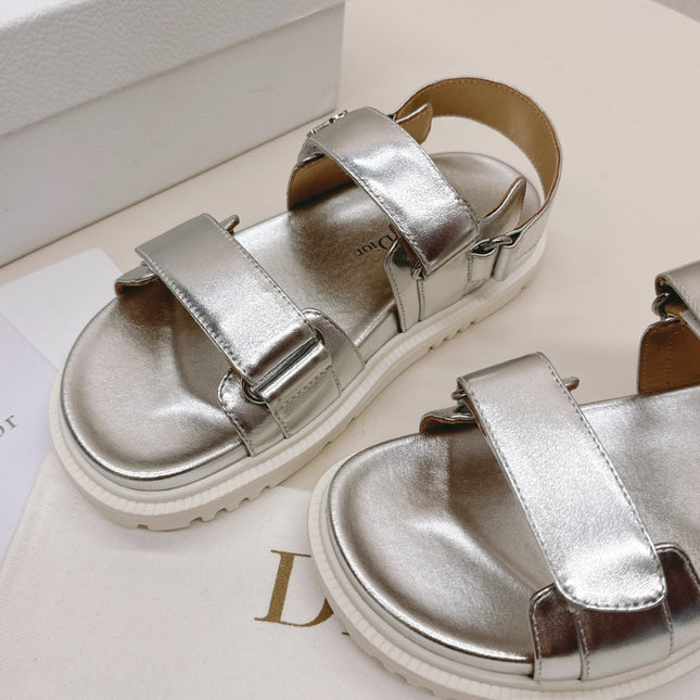 DIOR BACK-STRAP SANDALS 25S IN SILVER CALFSKIN WITH SILVER HARDWARE