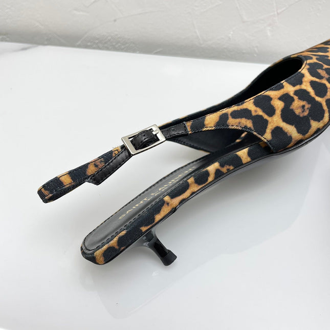 CHERISH SLINGBACK PUMPS 35 IN LEOPARD GROSGRAIN