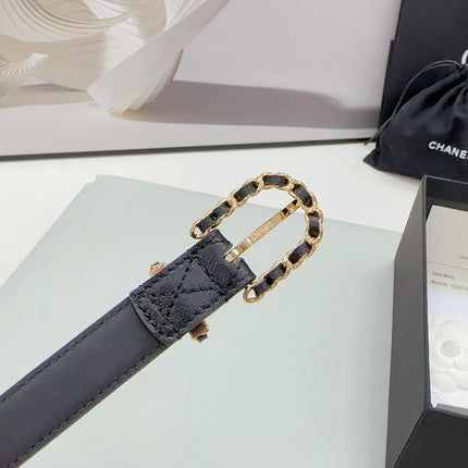 CC BELT 20 MM IN BLACK CALFSKIN GOLD HARDWARE