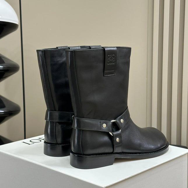 LW CAMPO BIKER BOOT BLACK CALFSKIN