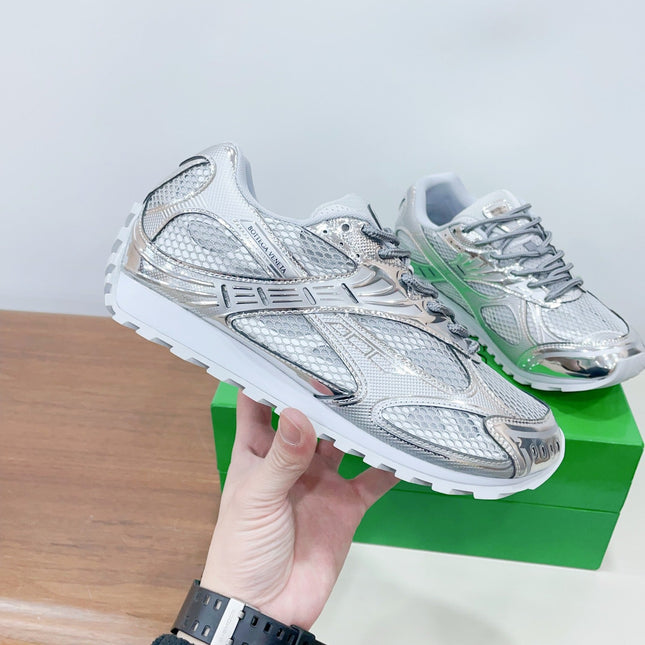 ORBIT SNEAKER IN SILVER TECHNICAL FABRIC AND METALLIC MESH